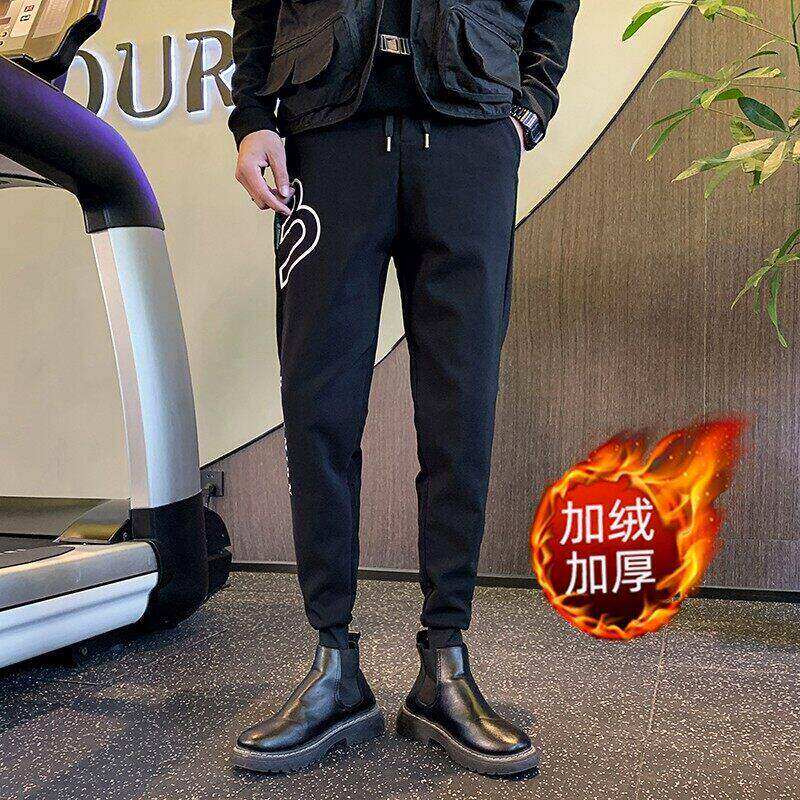 春季加绒裤子加厚保暖长裤精神小伙裤子修身小脚裤束脚裤A64,男装休闲裤,星座712-1