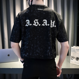 短袖T恤夏季高端圆领半袖体恤衫男士扎染碎花休闲上衣TX04-P58图片