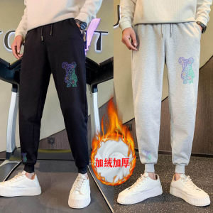 冬季加绒卫裤加厚长裤男士运动裤潮牌修身小脚裤网红束脚裤子图片