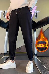 加绒卫裤男士纯色运动裤秋冬新款男士休闲裤A70-常规P35加绒P48图片