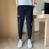 社会小伙裤子潮牌宽松哈伦裤男士修身小脚裤夏季休闲裤九分裤A105，男装休闲裤，星座712-1