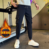 2024春装新款男士休闲裤加厚保暖长裤潮牌束脚裤工装裤A169加绒，男装休闲裤，星座712-1