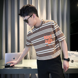 条纹短袖t恤男士夏季2024新款薄款体恤宽松美式高街上衣TX03-P58，男装T恤，星座712-1