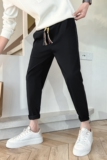 男士修身直筒黑色百搭西裤男士纯色九分休闲裤小脚裤夏季A173-P48，男装西裤，星座712-1