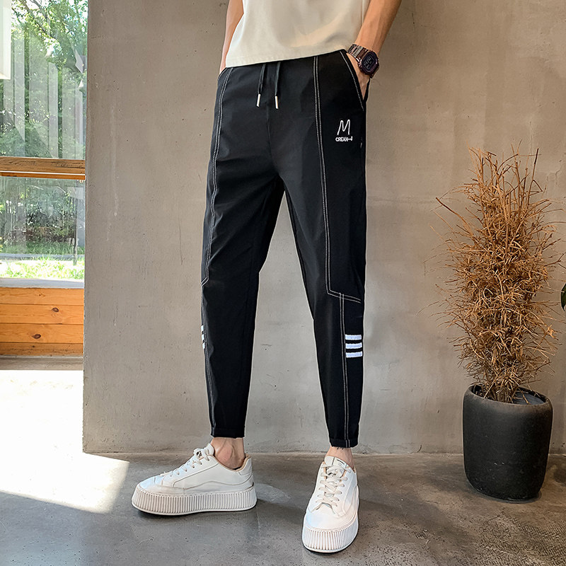 男士休闲裤夏季薄款九分裤精神社会小伙网红裤子修身小脚裤A114，男装休闲裤，星座712-1