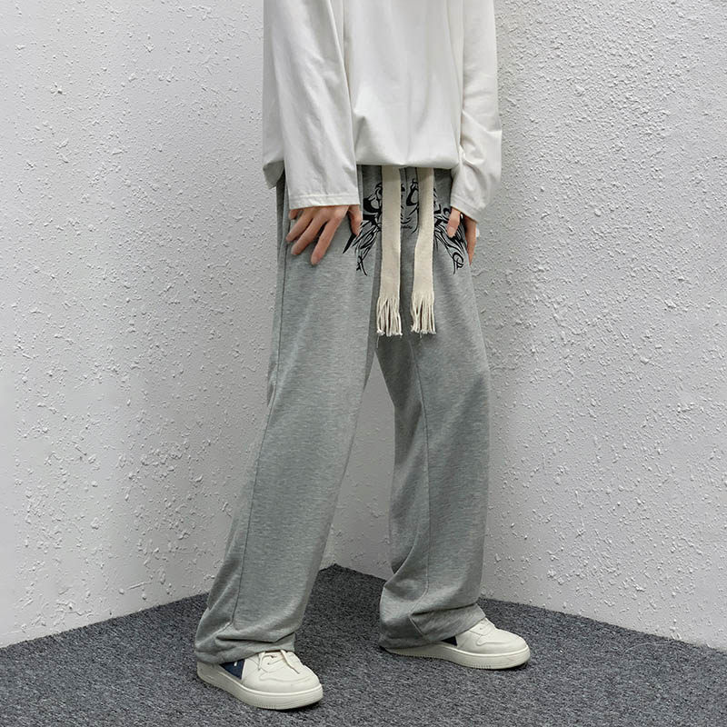 春秋装新款休闲裤男女中性宽松阔腿裤大码拖地机编织绳长裤K40P40,男装休闲裤,星座712-1
