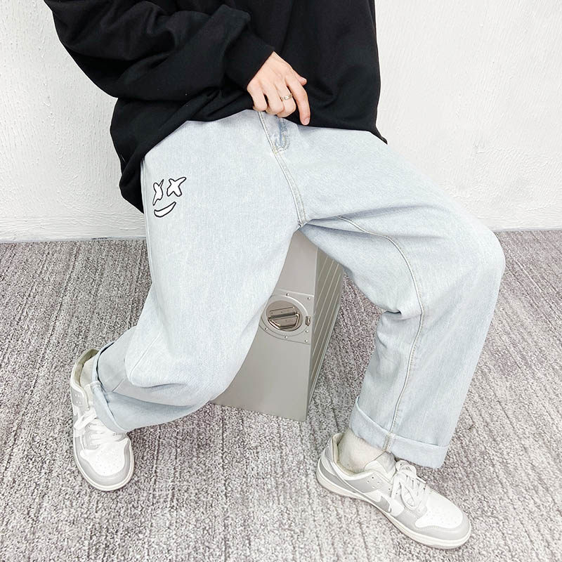 主图!转化好男士牛仔裤大码阔腿裤直筒宽松老爹裤,男装牛仔裤,星座712-1