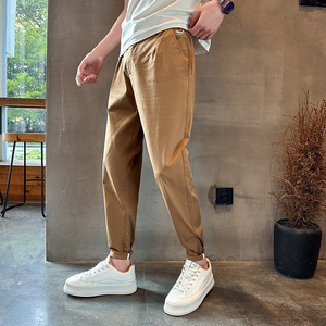 男士薄款裤子夏季休闲运动裤男装夏款2024新款修身小脚九分裤A177图片