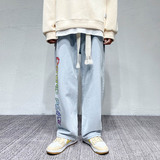 加绒牛仔裤冬季加厚长裤港风潮流宽松拖地裤加大码1611B-1-K33P50，男装休闲裤，星座712-1