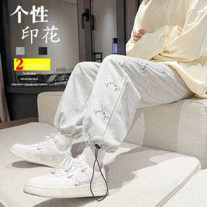 春夏装新款男士休闲裤纯色印花卫裤大码宽松运动裤束脚工装裤 K23图片