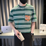 条纹短袖t恤男士夏季2024新款体恤宽松美式高街上衣TX03-P58，男装T恤，星座712-1