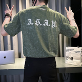 夏季薄款短袖T恤衫男士碎花潮牌T恤半袖打底衫TX04-P58，男装T恤，星座712-1