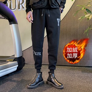 冬季加绒裤子加厚保暖长裤社会小伙网红裤子束脚裤卫裤A165-P55图片