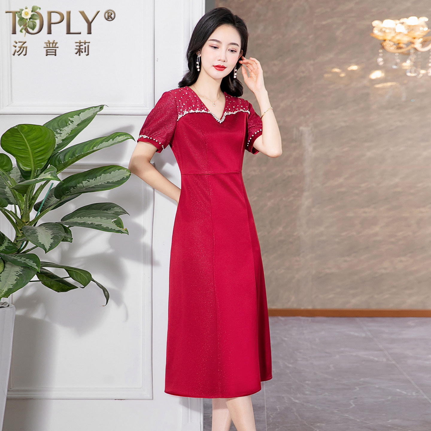 喜婆婆婚宴装2025夏季新款连衣裙