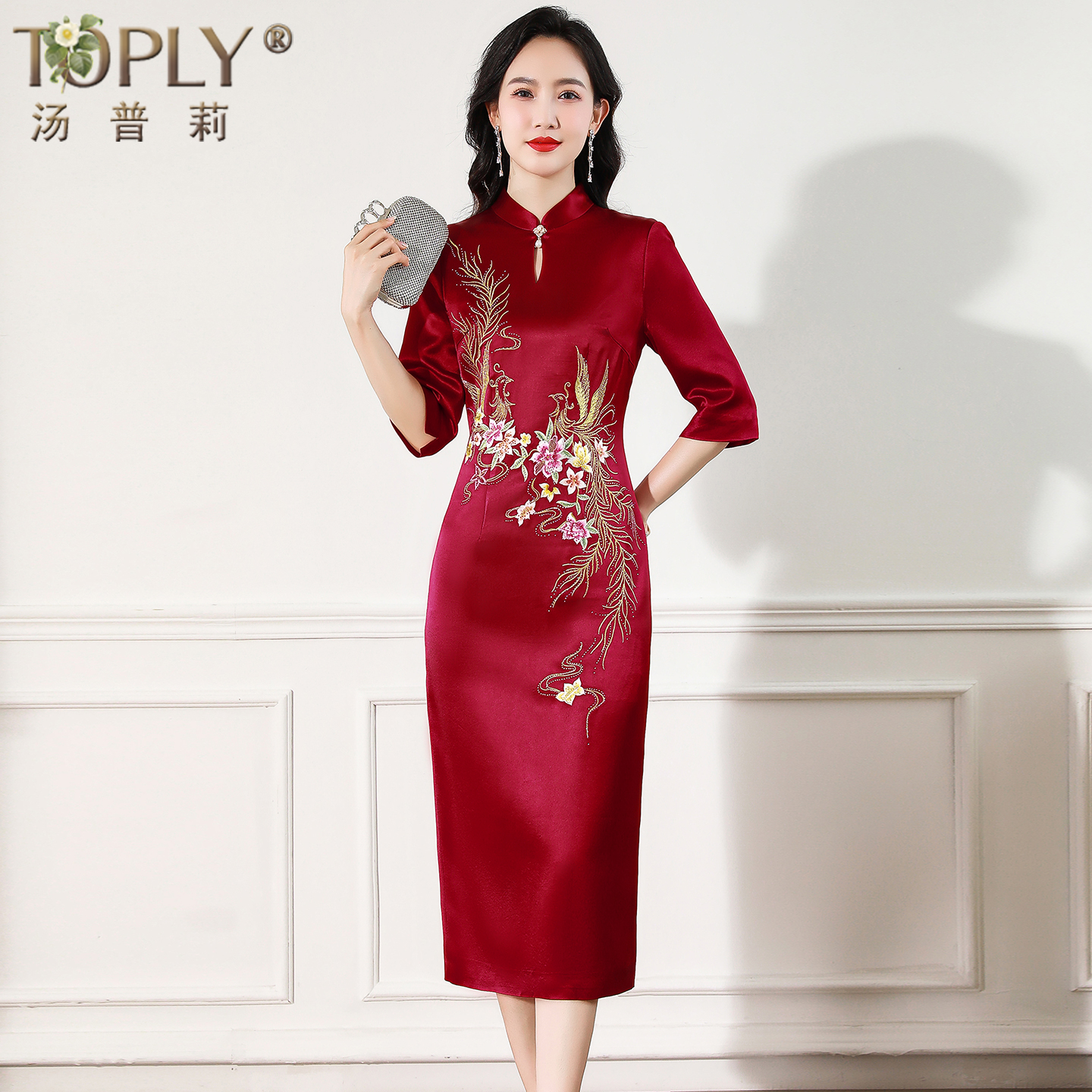 高端喜婆婆婚宴装2025新款高贵醋酸妈妈婚礼礼服订婚旗袍结婚喜服
