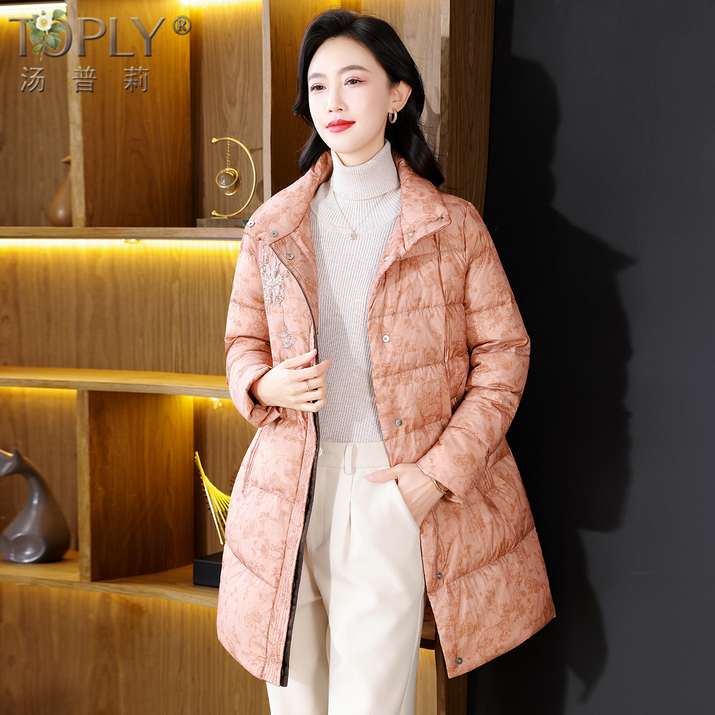 正宗90白鹅绒中长款羽绒服女外套