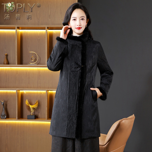 2025冬新款水貂毛羽绒服女高端品牌妈妈鹅绒服大码显瘦中长款外套