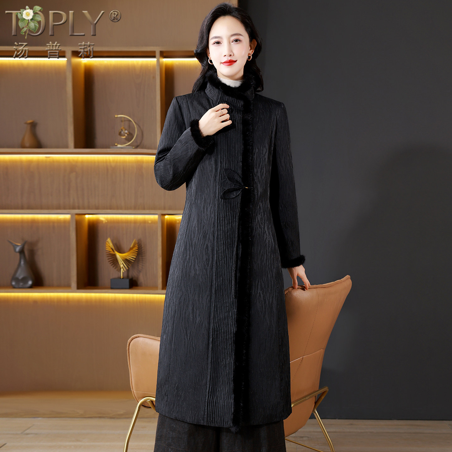 高端品牌水貂毛羽绒服女2025冬新款妈妈鹅绒服中长款大码显瘦外套