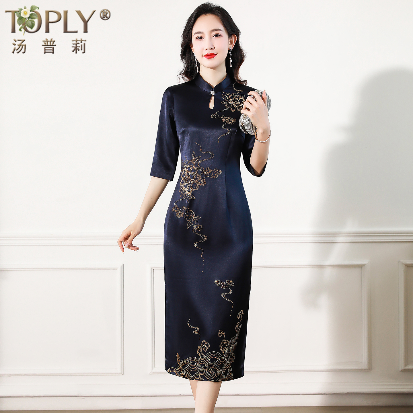 高端妈妈婚宴装礼服喜婆婆改良红色新中式旗袍2025新款秋季连衣裙