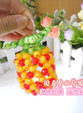 精灵手工串珠菠萝材料包 手工DIY水果新手儿童教学散珠亚克力黄色