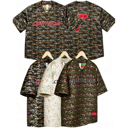 花卉提花棒短袖球服BASEBALL