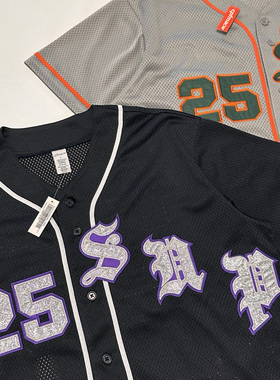 25棒球T恤   OLD ENGLISH BASEBALL JERSEY 美式网眼短袖棒球球服