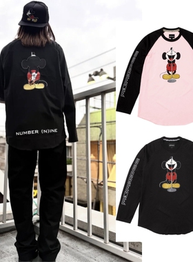 老鼠长袖 老鼠 联名款  (N)INE  RAGLAN L/S TOP 全棉印花长袖TEE