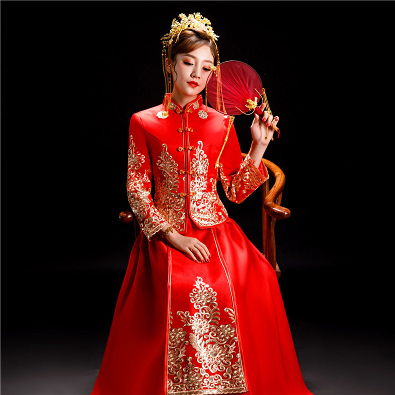 bride new pattern Toast clothing Chinese style Wedding dress gules Xiu clothing Dragon and gown Embroidery banquet full dress Thick section Explosive moneyin the Women's clothing/Boutique , Wedding/Cheongsam/Formal dress , Wedding  category - from Buy2taobao.com to provide professional Taobao agent buy service