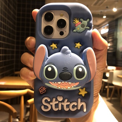 日韩立体史迪仔伸缩支架16手机壳