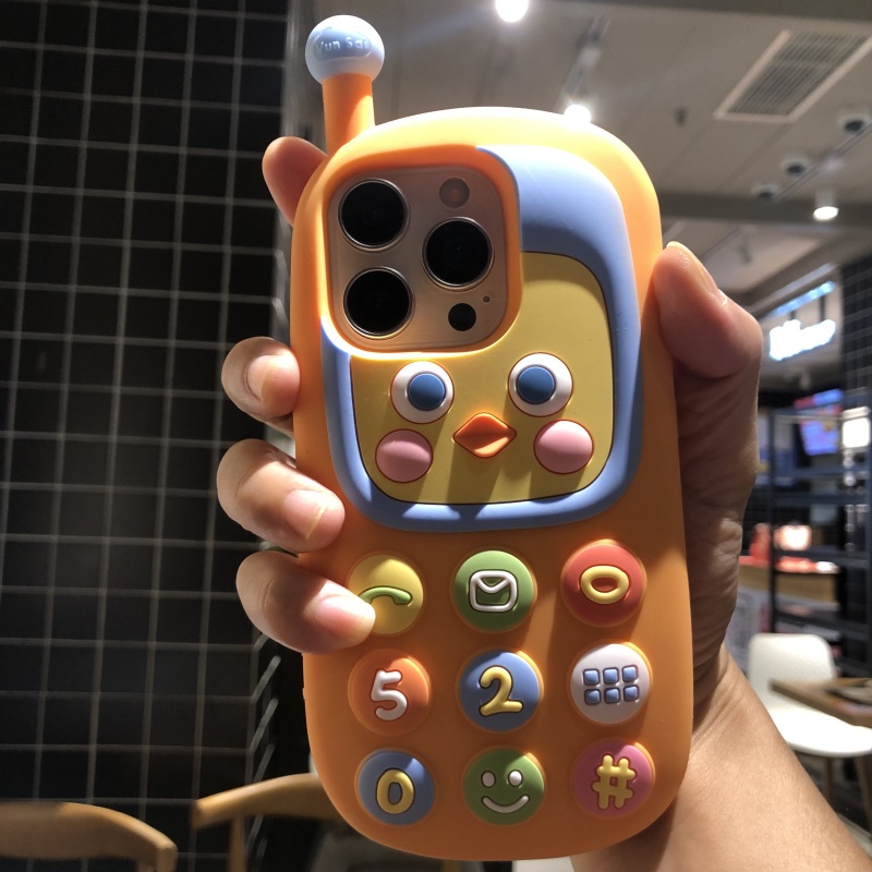 【香港代购】立体可爱电话机鸭子适用iPhone16proMaxz手机壳苹果15 14 13软硅胶卡通保护套女