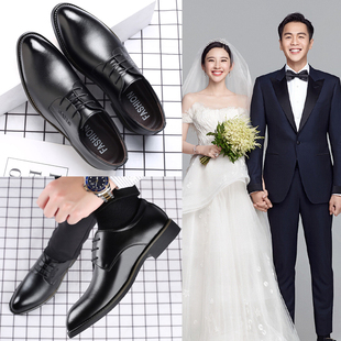 男士 春季 英伦商务休闲皮鞋 配西装 伴郎 2026款 鞋 新郎内增高结婚礼鞋