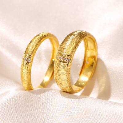 古法仿真沙金戒指男女活口可调节