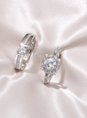 微镶仿真钻戒情侣对戒活口婚礼