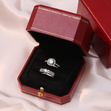 仿真钻戒结婚活口对戒男女一对奢华方形活口可调节求婚戒指道具