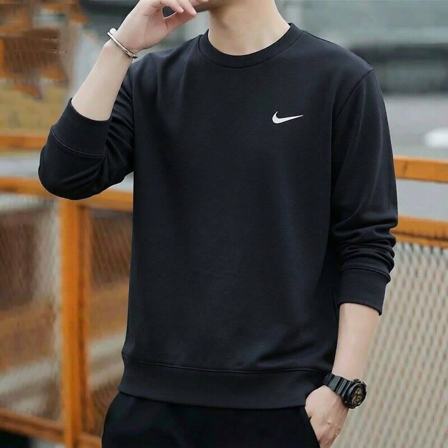 Nike耐克简约黑色卫衣防晒速干上衣新款男士跑步运动装健身款外套