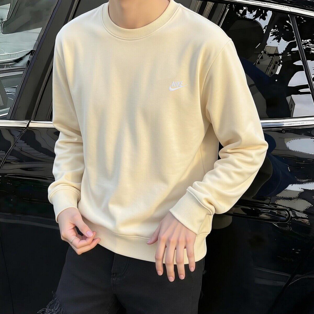 Nike耐克纯色小标卫衣新款男子宽松上衣针织棉外套潮流休闲运动服