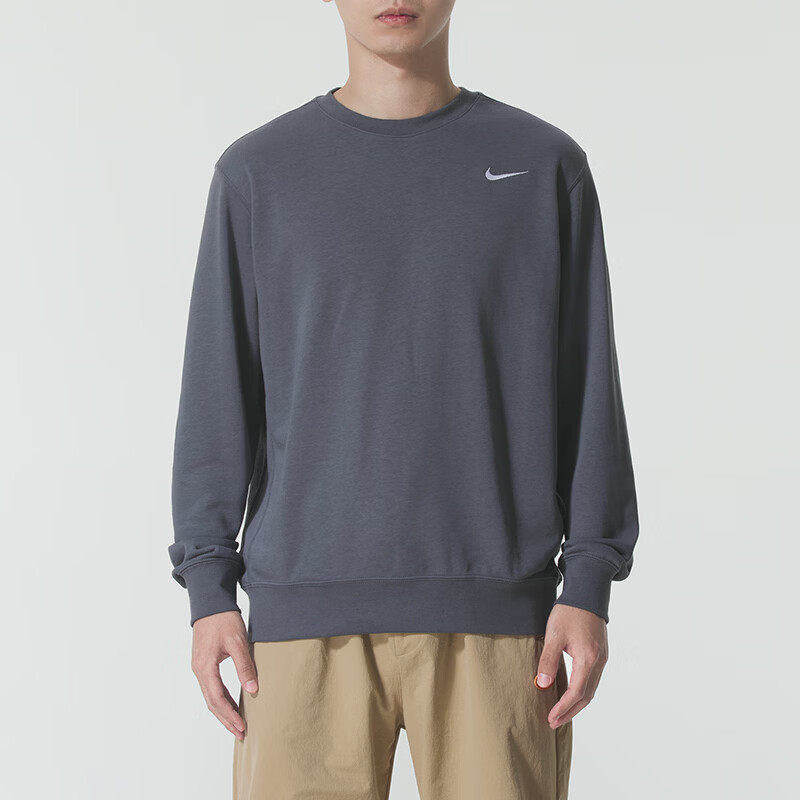 Nike耐克2026年新款男装圆领卫衣套头衫深灰色休闲运动服秋季潮流