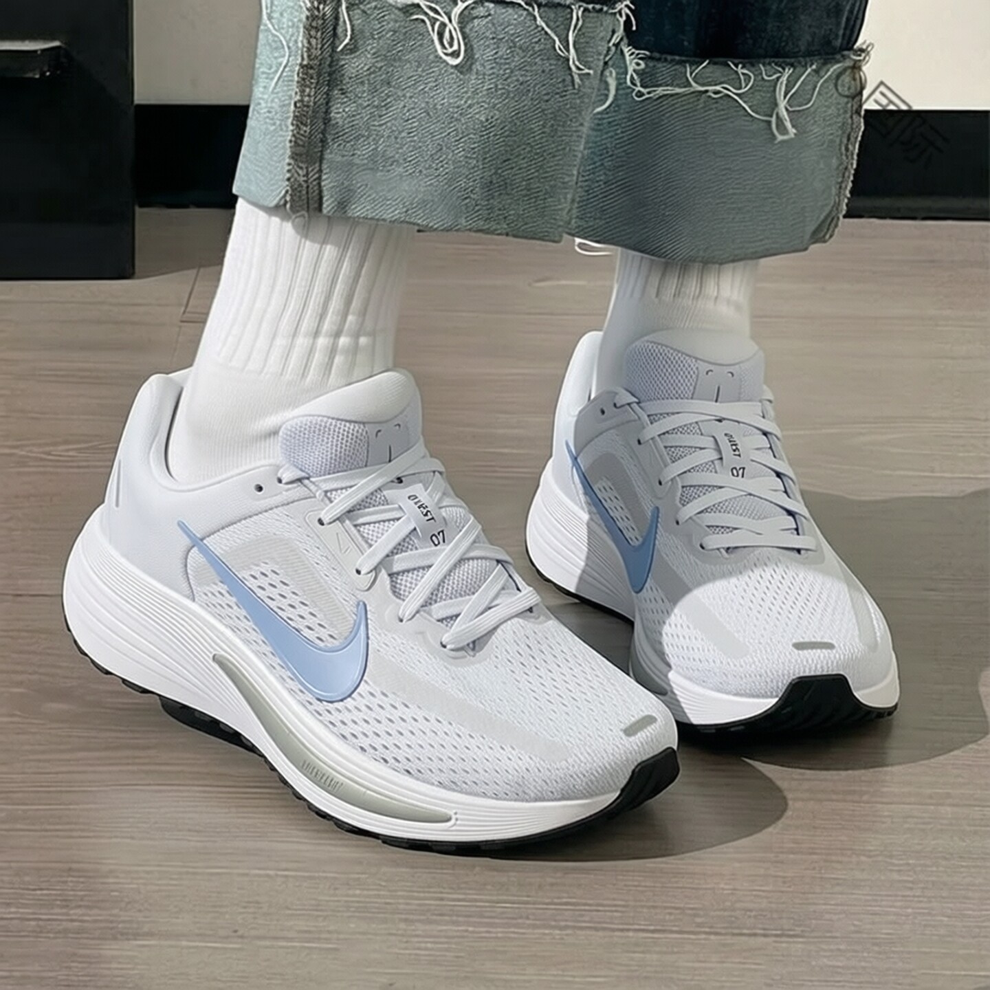 Nike耐克鞋子浅蓝色跑步鞋新款女子运动鞋健身网鞋缓震透气训练鞋