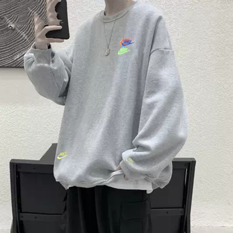 Nike耐克灰色卫衣男装秋冬正品圆领长袖T恤休闲宽松套头衫DJ6915