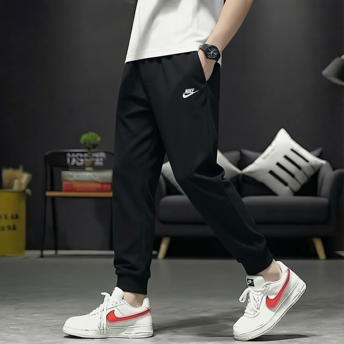 Nike耐克裤子纯棉薄款束脚裤新款男子运动裤透气跑步长裤休闲卫裤