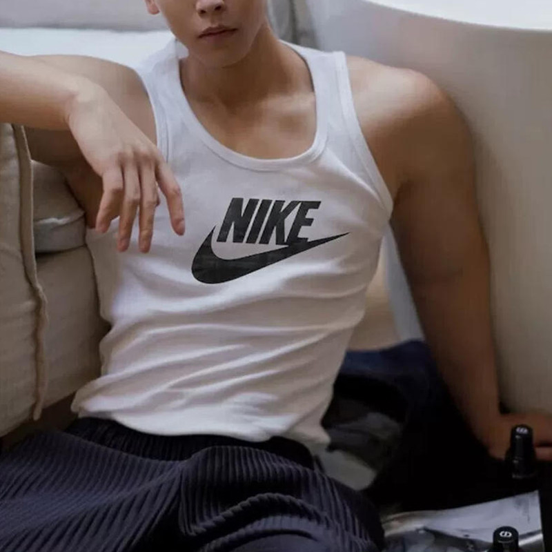NIKE耐克白色背心男装夏