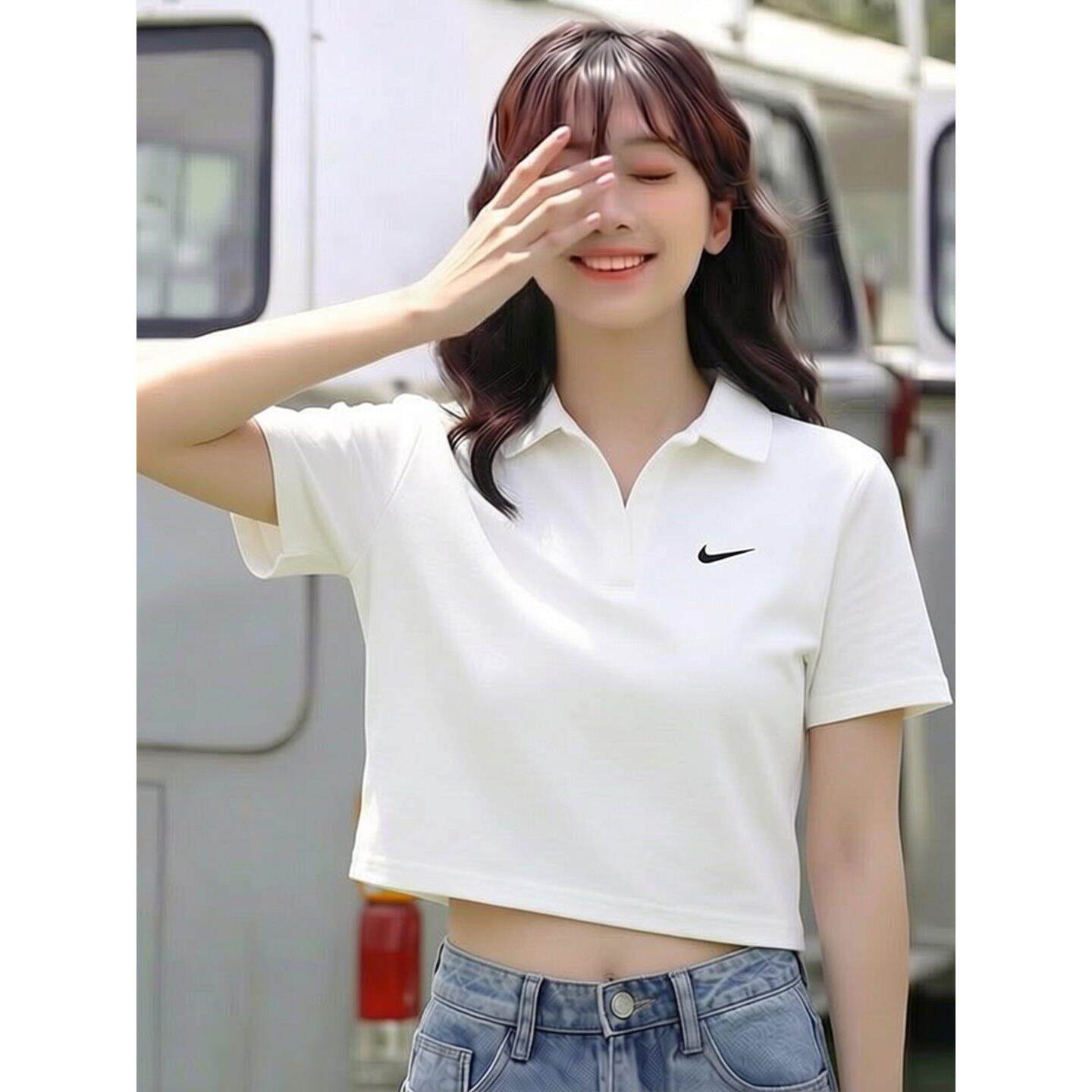 Nike耐克夏季正品短款T恤女士针织POLO衫透气健身短袖休闲运动服