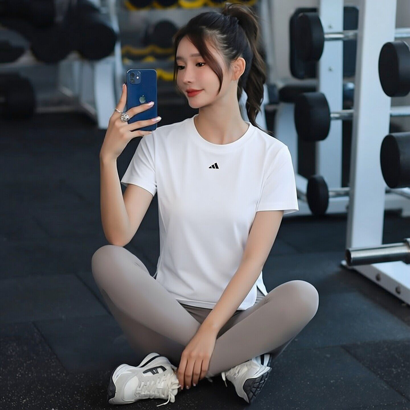 阿迪达斯白色短袖女t恤夏