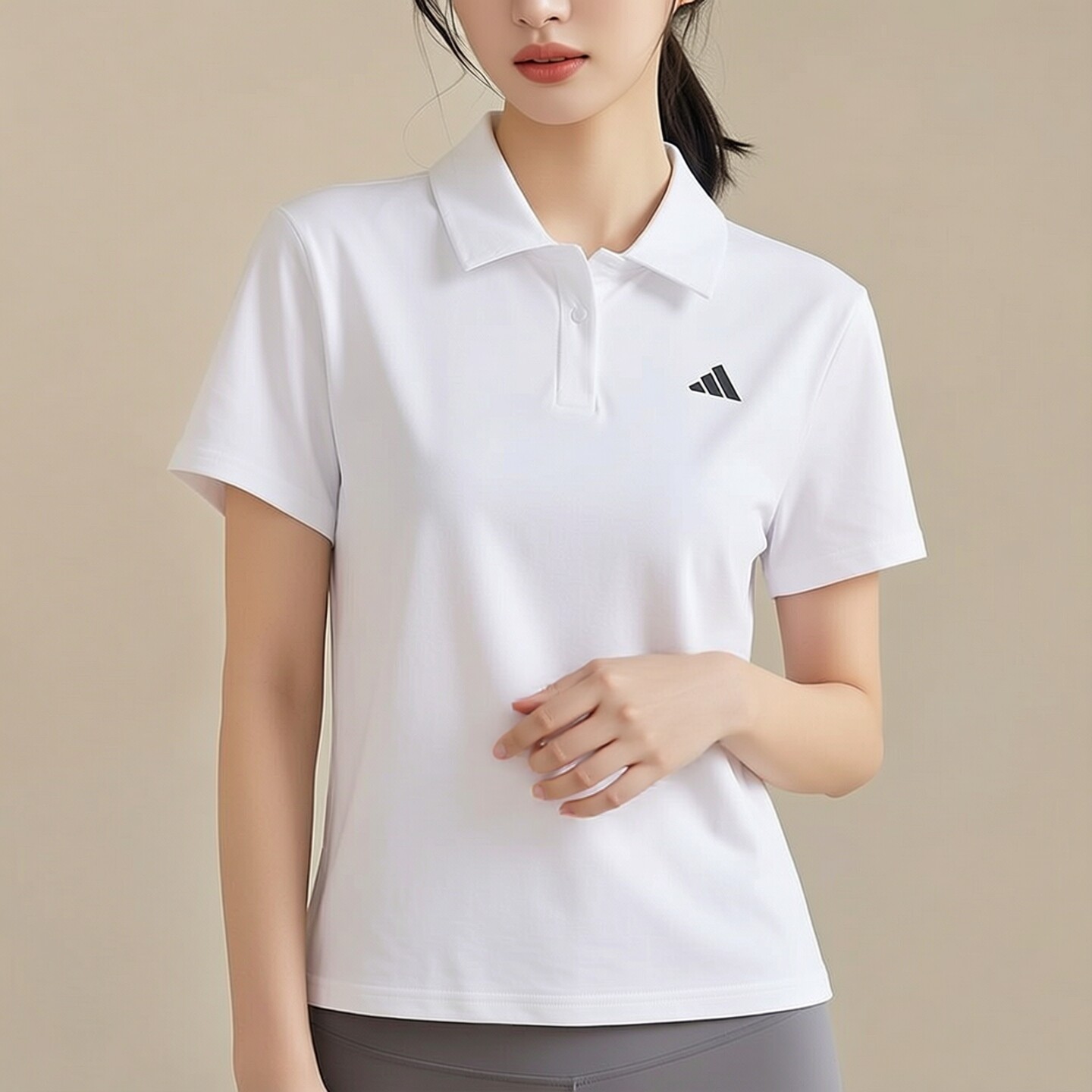 阿迪达斯短袖女装夏季薄款翻领POLO衫透气休闲T恤纯色简约运动服