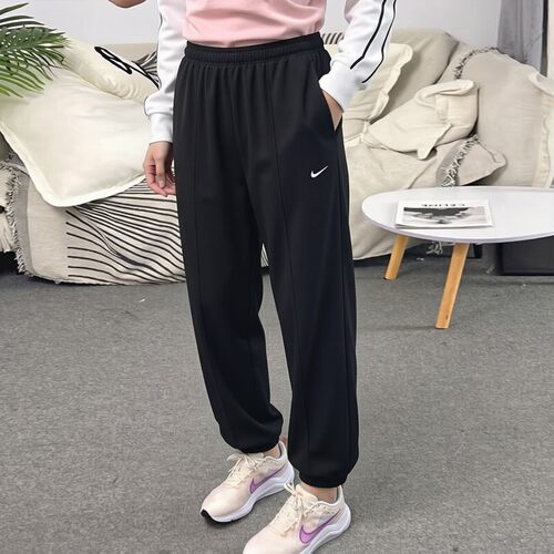 Nike耐克裤子2026年新款针织长裤棉质毛圈女裤黑色运动裤束脚卫裤