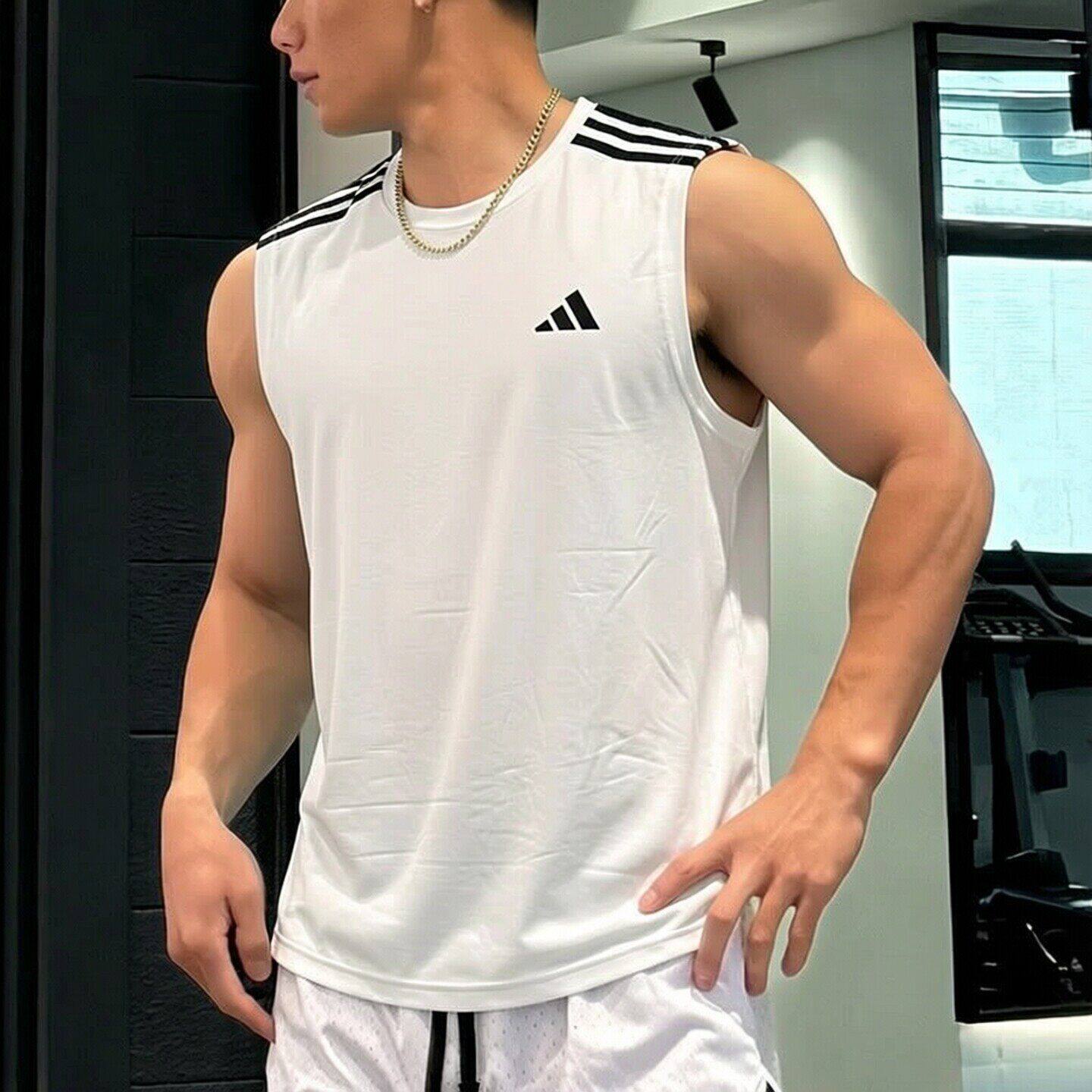 阿迪达斯短袖男背心夏季正品速干无袖运动服跑步健身冰丝透气汗衫