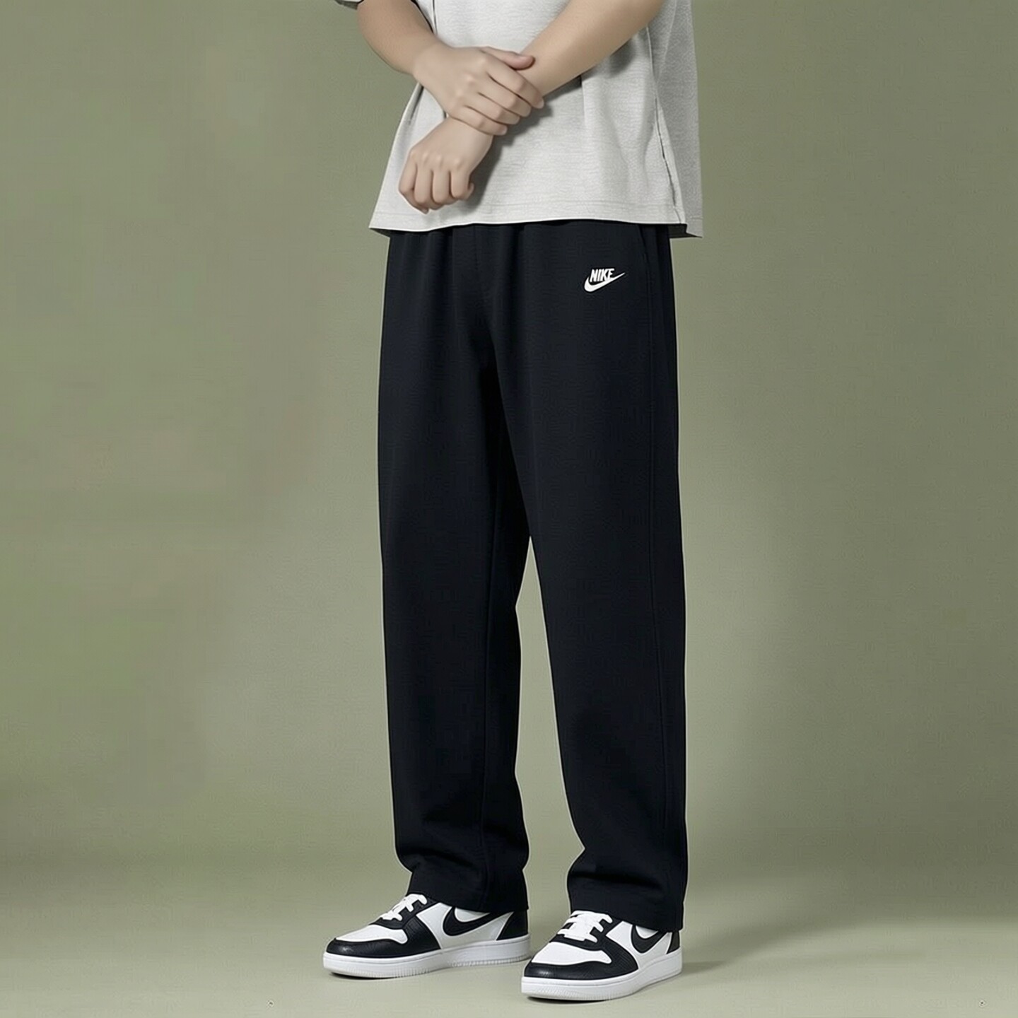 NIKE耐克裤子黑色跑步长裤纯棉薄款运动裤新款直筒男裤潮流休闲裤