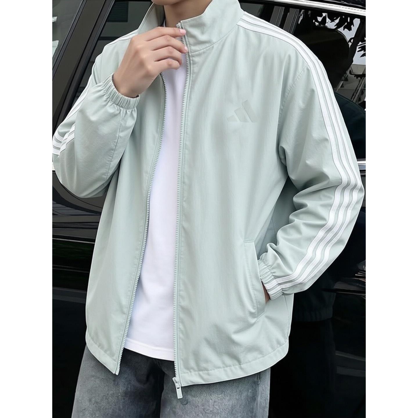阿迪达斯棒球服男外套秋季正品梭织绿色复古美式防风透气立领夹克