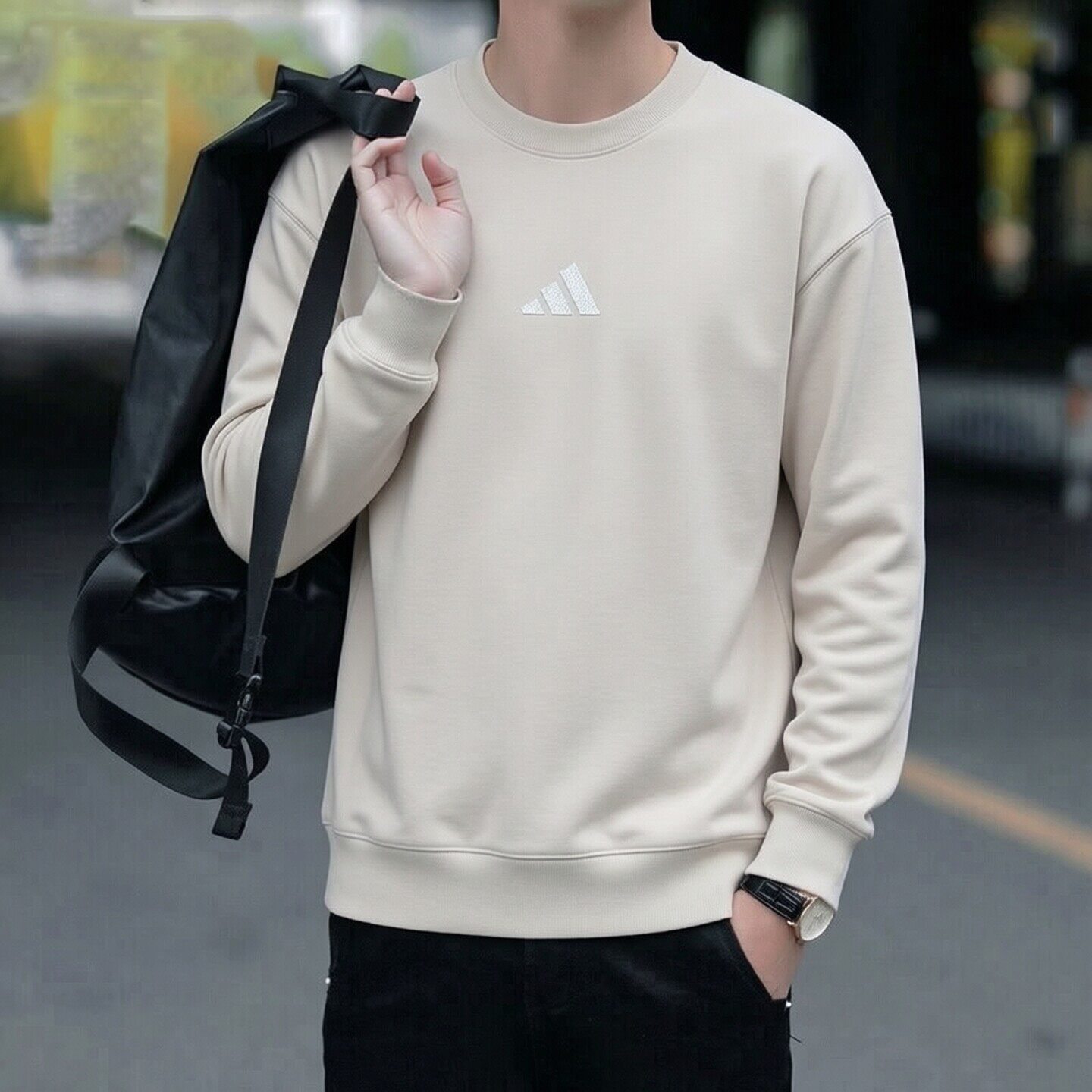 阿迪达斯正品卫衣男士新款时尚运动服外套圆领宽松休闲套头衫
