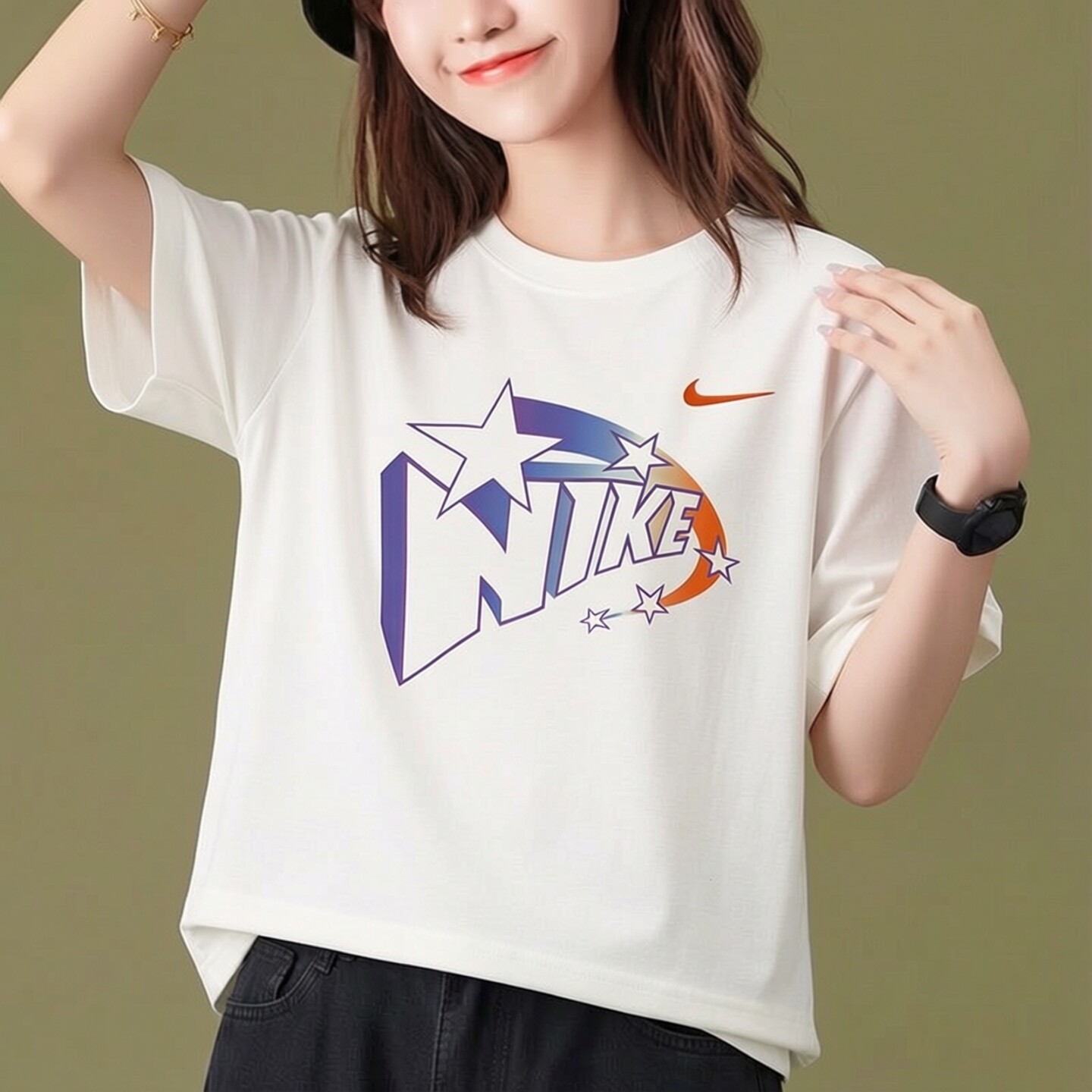 Nike耐克潮流时尚短袖女士宽松五分袖正品大码T恤正品健身运动服